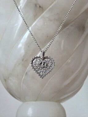 925 Silver Heart "Chai" Judaica Filigree Women's Pendant 16" Necklace